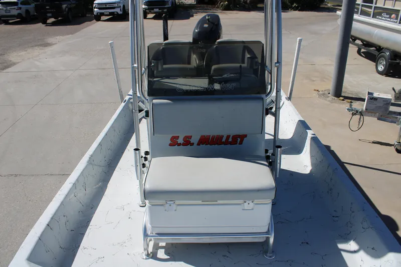 Slide: The Image of 2015 Shoalwater 20 Catamaran boat with "S.S. Mullet" text on seat. - 7