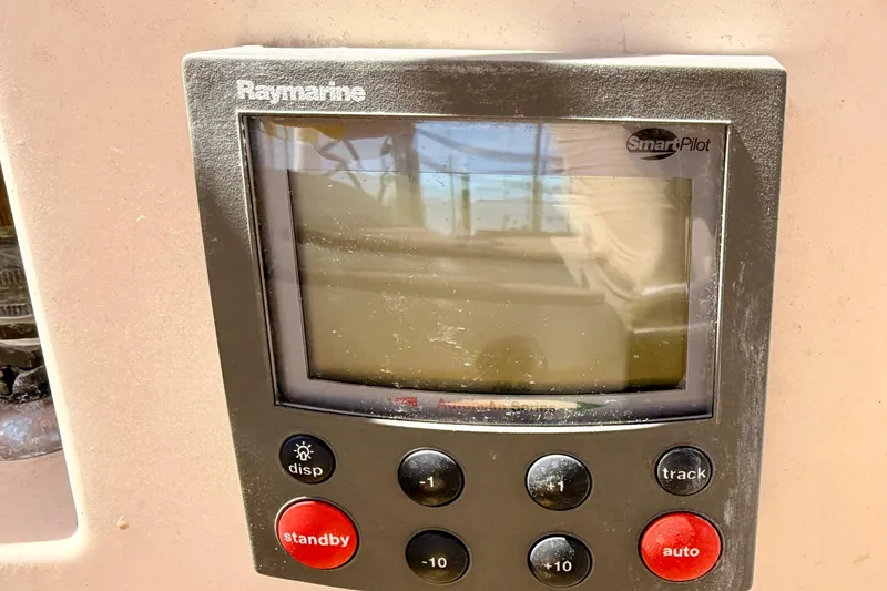 Slide: The Image of Raymarine SmartPilot display on 1989 Island Packet Cutter sailboat. - 16