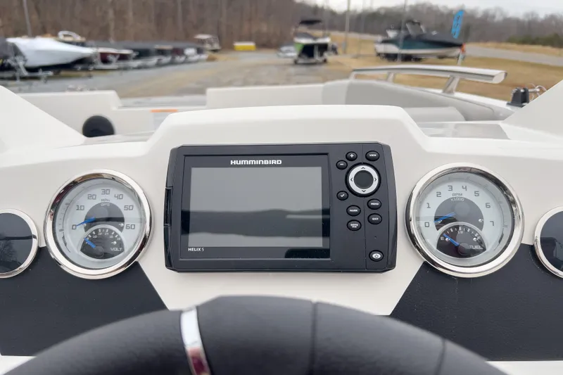 Slide: The Image of Dashboard of 2026 Starcraft SVX 171 OB boat with Humminbird Helix 5 GPS. - 12