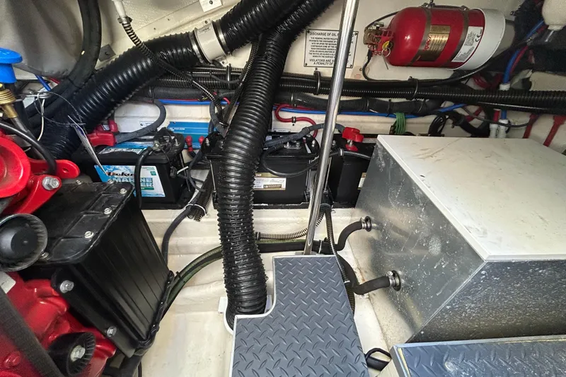 Slide: The Image of Engine compartment of a 2021 Formula 350 Crossover Bowrider I/O boat. - 31