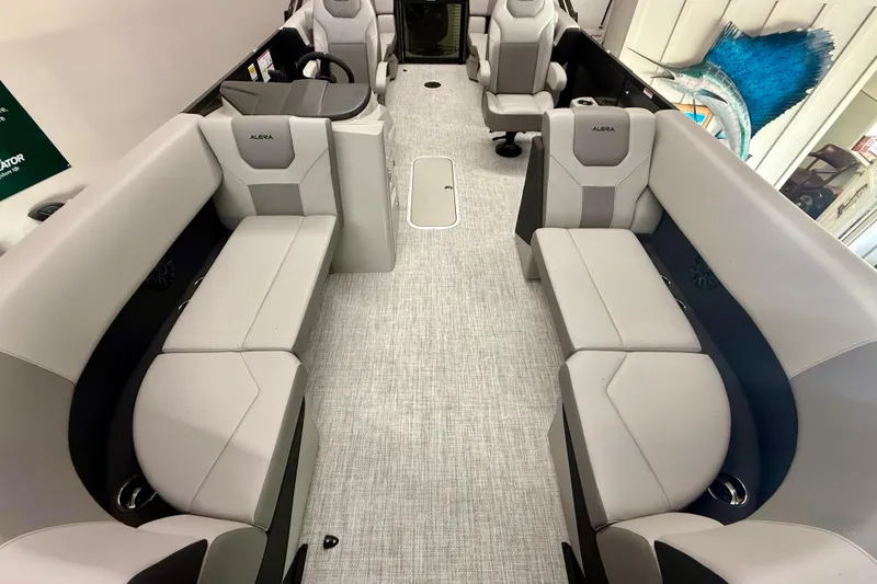 Slide: The Image of Luxurious interior of 2026 Alera A 22 Q boat with spacious seating and modern design. - 8