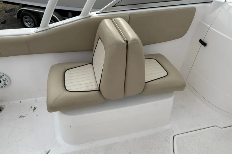 Slide: The Image of 2019 Sea Fox 226 Traveler boat seat with beige and white upholstery. - 7