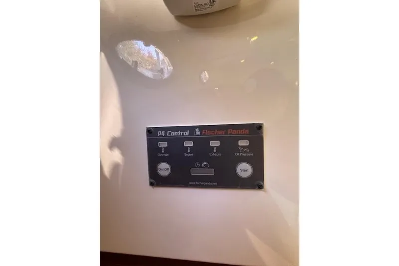 Slide: The Image of Control panel of a 2018 Back Cove 30 boat featuring Fischer Panda PQ Control. - 38