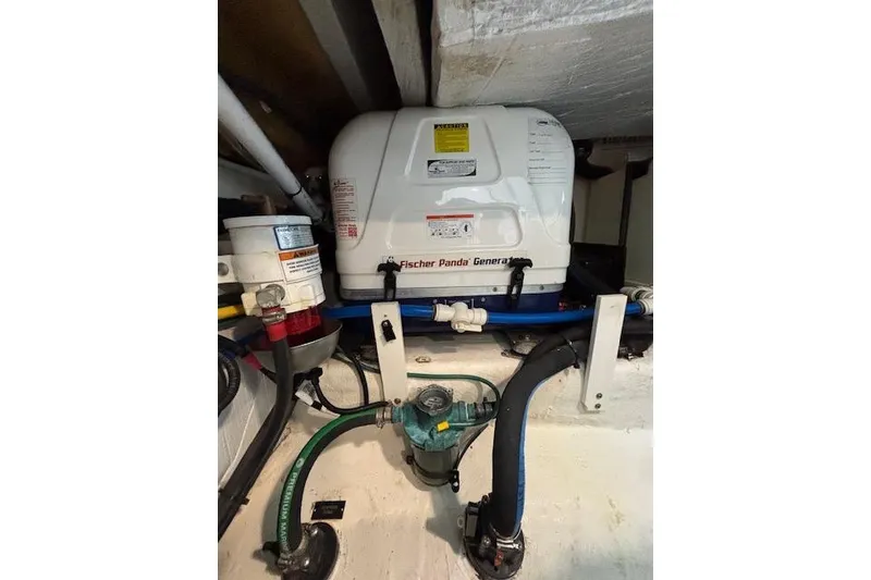 Slide: The Image of Fischer Panda generator in 2018 Back Cove 30 boat engine room. - 44
