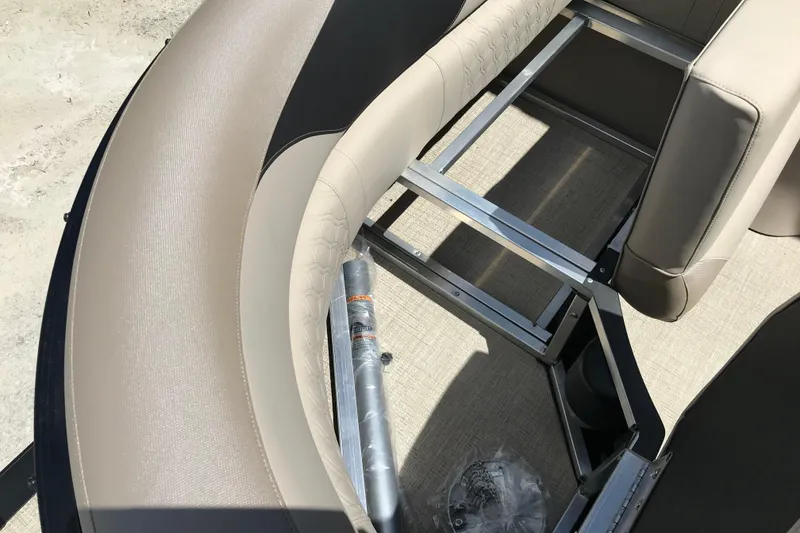 Slide: The Image of 2026 Avalon LSZ Quad Lounge Tri Log interior seating with beige upholstery and metal frame. - 14