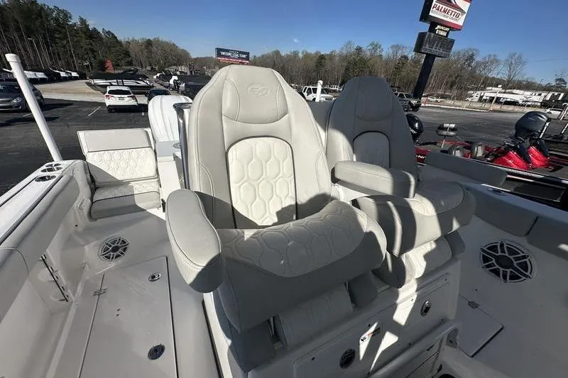 Slide: The Image of Luxury seating on 2022 Sea Fox 288 Commander boat, featuring plush, ergonomic design. - 10
