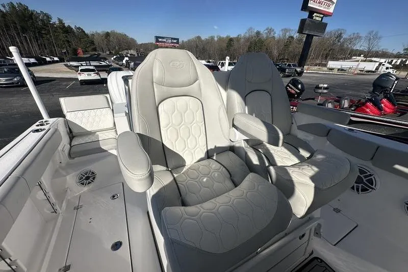 Slide: The Image of Luxurious seating on a 2022 Sea Fox 288 Commander boat, showcasing modern design and comfort. - 14