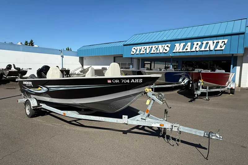The Image of 2022 Smoker Craft Freedom 160 SC boat on trailer at Stevens Marine dealership. - 1