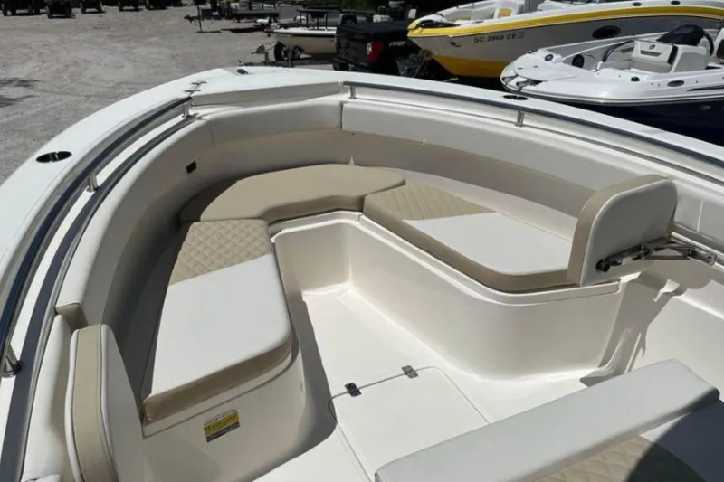 Slide: The Image of 2026 Bulls Bay 255 Center Console boat with spacious seating area. - 11