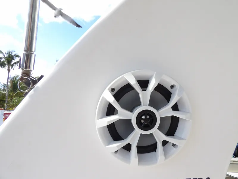 Slide: The Image of Close-up of a speaker on a 2004 Sea Ray 320 Sundancer boat. - 27