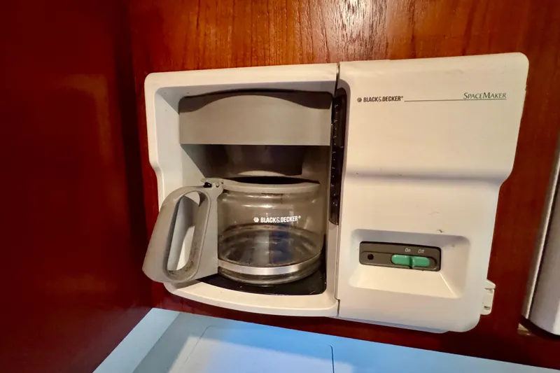 Slide: The Image of Black & Decker SpaceMaker coffee maker in Tiara 37 Open, 2000 model boat kitchen. - 43