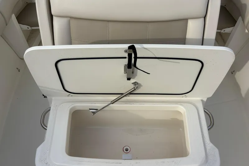 Slide: The Image of Open storage compartment on 2018 Boston Whaler 250 Outrage boat. - 17