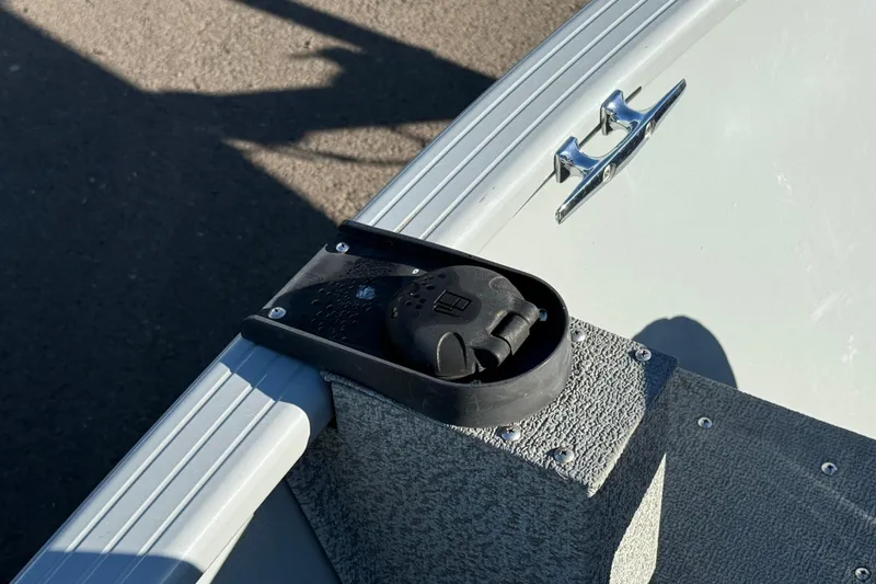 Slide: The Image of 2015 Smoker Craft Freedom 160 TL boat detail with cleat and accessory mount. - 15