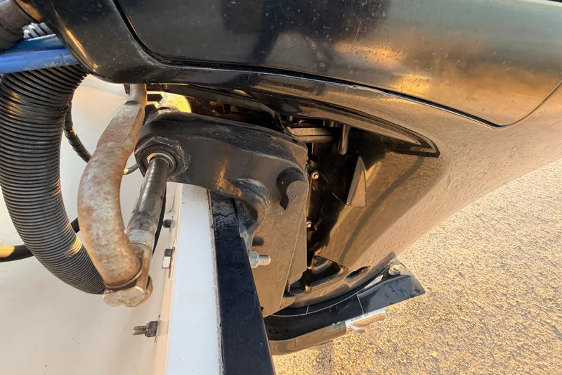 Slide: The Image of Close-up of a 2010 Boston Whaler 170 Montauk boat engine component. - 53