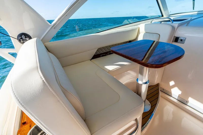 Slide: The Image of Manufacturer Provided Image: Luxurious interior of 2026 Grady-White Express 340 yacht with ocean view. - 14