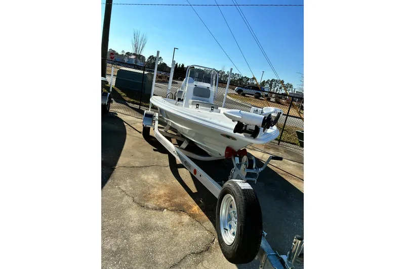 The Image of 2026 ALK2 Powerboats 17HS on trailer, parked outdoors under clear blue sky. - 1