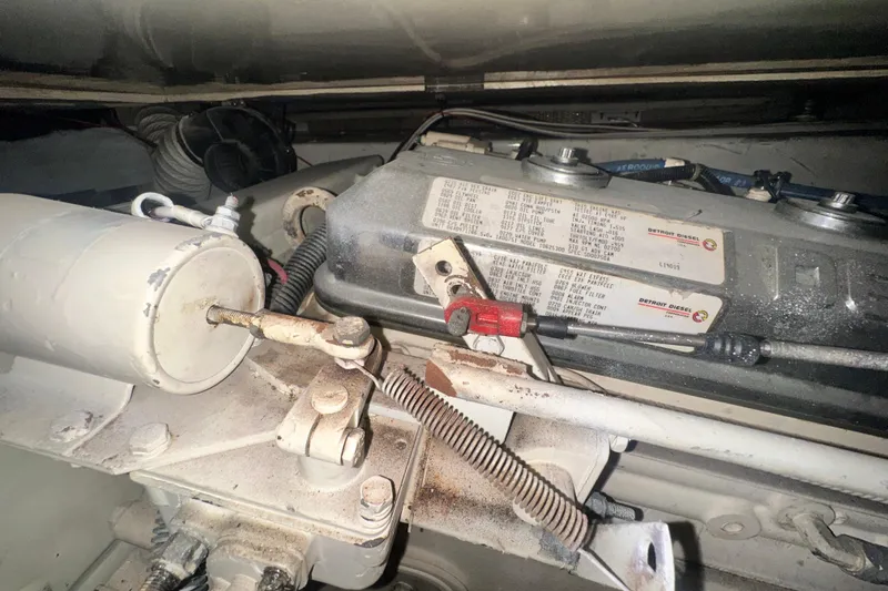 Slide: The Image of Engine compartment of a 1994 Oceans motor yacht, featuring Detroit Diesel components. - 4