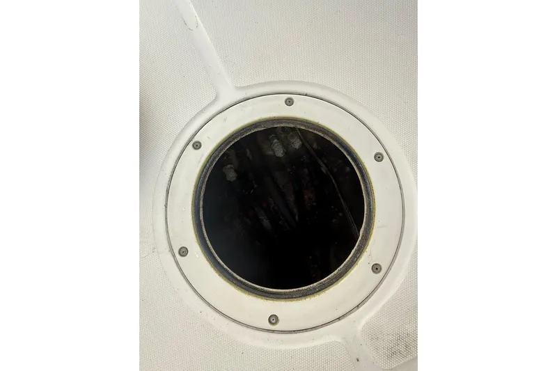 Slide: The Image of Inspection hatch on 2007 Boston Whaler 320 Outrage Cuddy Cabin boat deck. - 30