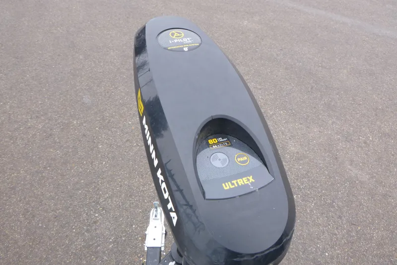 Slide: The Image of Minn Kota Ultrex motor on 2024 Lowe Roughneck 2070 boat, featuring i-Pilot technology. - 11