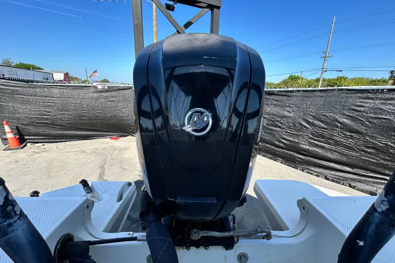 Slide: The Image of 2017 Bayliner Element E16 boat engine, outdoor setting, clear blue sky. - 38