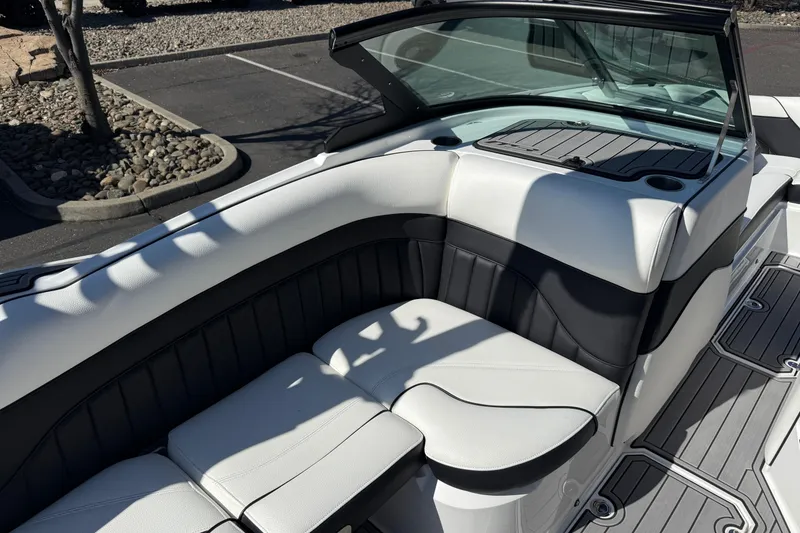 Slide: The Image of Luxurious interior of 2025 MB B52 25 Alpha boat with sleek seating design. - 28