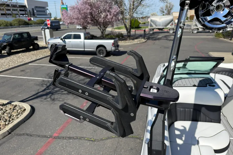 Slide: The Image of Wakeboard rack on MB B52 25 Alpha boat, 2025 model, in parking lot. - 37