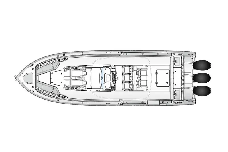 Slide: The Image of Manufacturer Provided Image: Top view of 2021 Everglades 395 Center Console boat layout. - 21