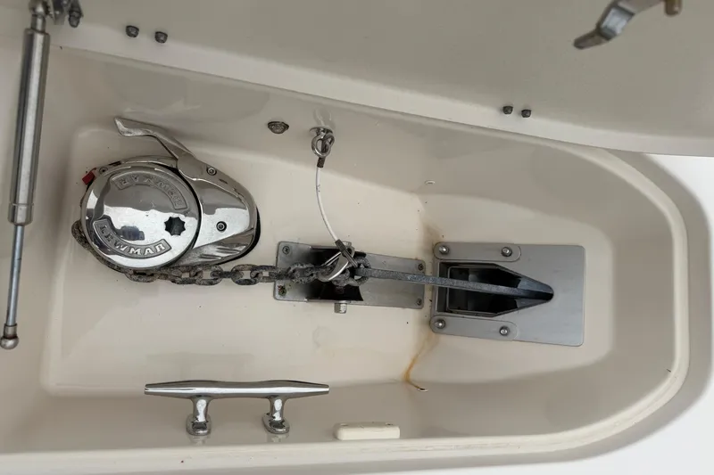 Slide: The Image of Anchor winch system on a 2015 Grady-White Freedom 335 boat. - 17