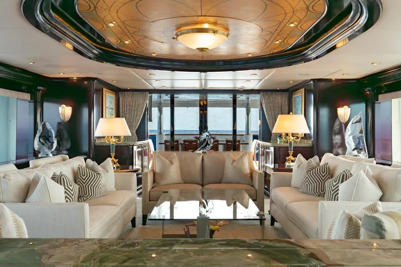 Slide: The Image of Luxurious interior of 2006 Trinity Tri-Deck Motor Yacht with elegant seating and decor. - 2
