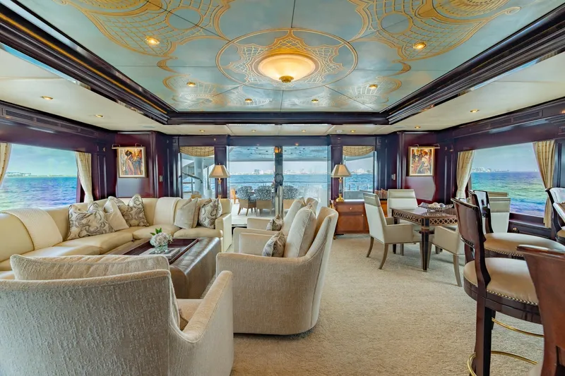 Slide: The Image of Luxurious interior of 2006 Trinity Tri-Deck Motor Yacht with elegant seating and ocean views. - 24