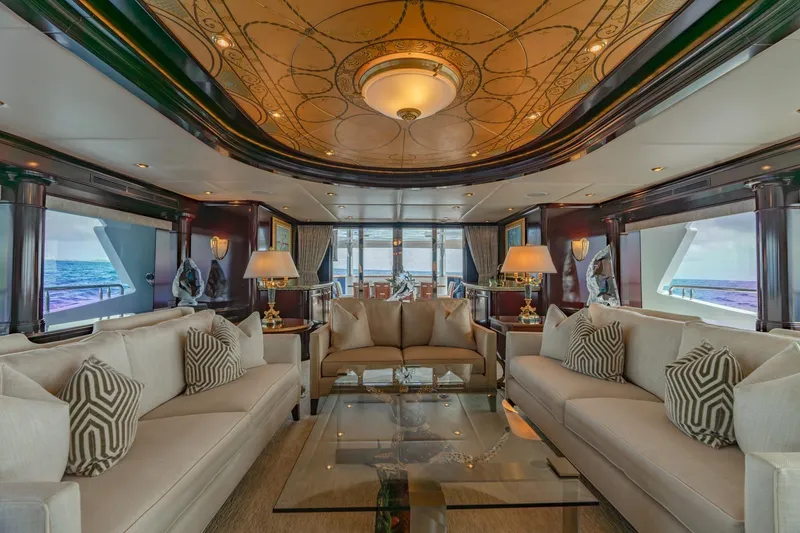 Slide: The Image of Luxurious interior of 2006 Trinty Tri-Deck Motor Yacht with elegant seating and ocean views. - 3
