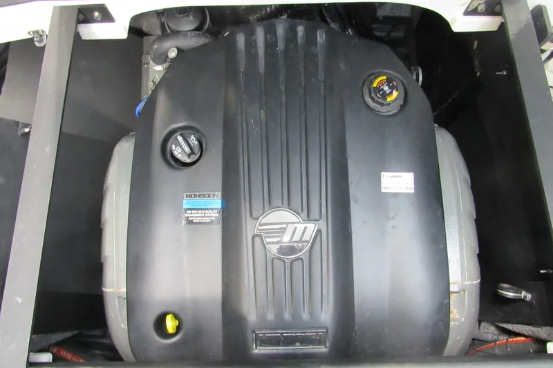 Slide: The Image of 2021 Malibu Wakesetter 21 VLX engine compartment with Monsoon engine cover. - 11