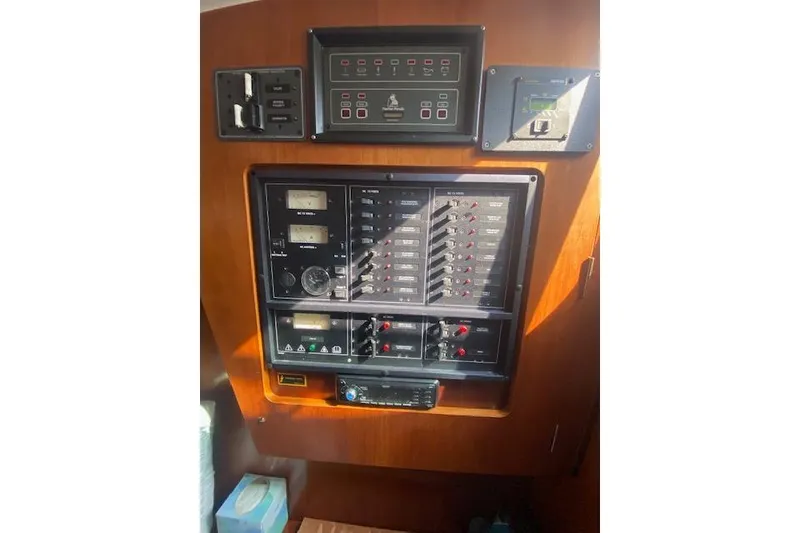 Slide: The Image of Electrical control panel on a 2005 Beneteau Oceanis 42CC sailboat. - 23