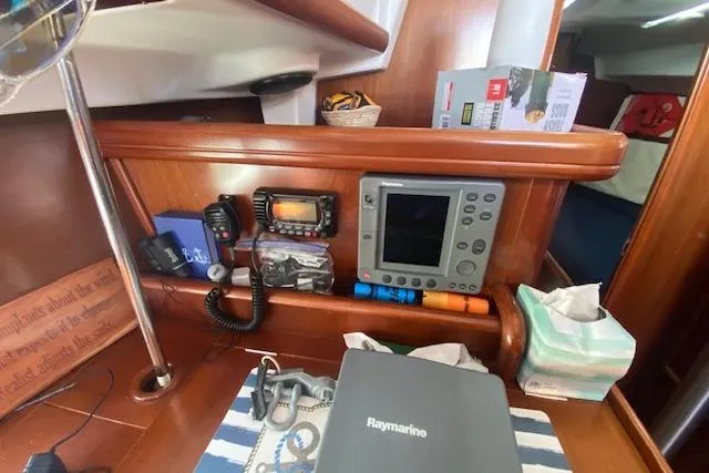 Slide: The Image of Navigation equipment on 2005 Beneteau Oceanis 42CC yacht interior. - 4