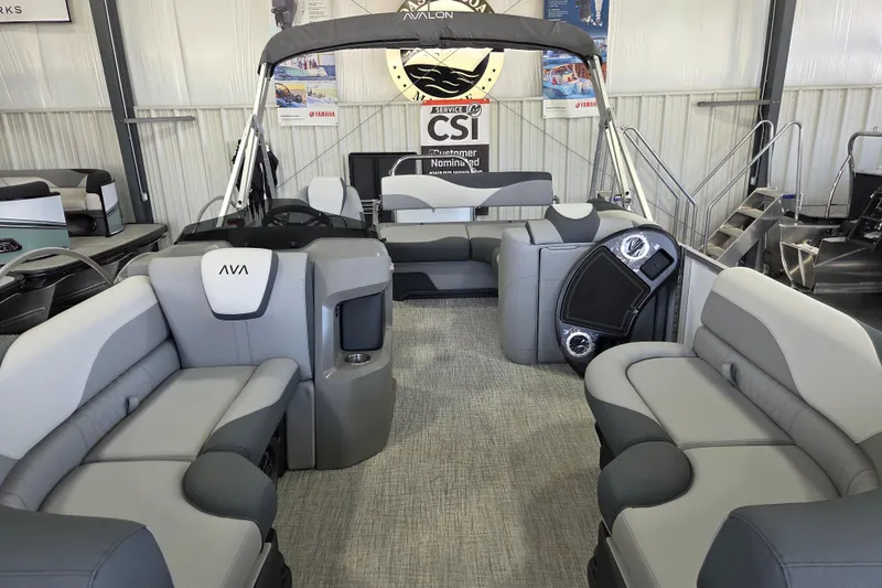 Slide: The Image of 2026 Avalon LSZ 2185 Cruise Rear Bench with luxurious seating in showroom. - 3