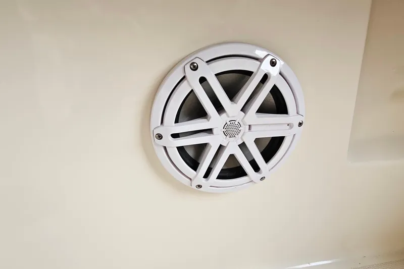 Slide: The Image of White speaker on 1996 Tiara Yachts 4300 Open boat interior wall. - 15