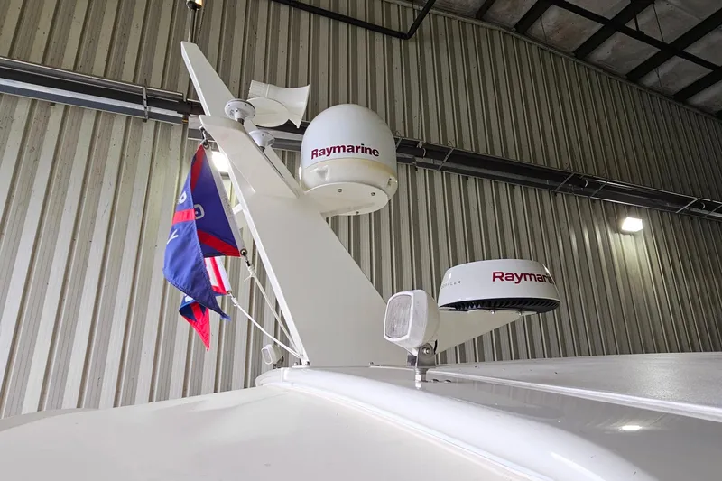 Slide: The Image of Radar equipment on a 1996 Tiara Yachts 4300 Open, featuring Raymarine technology. - 9