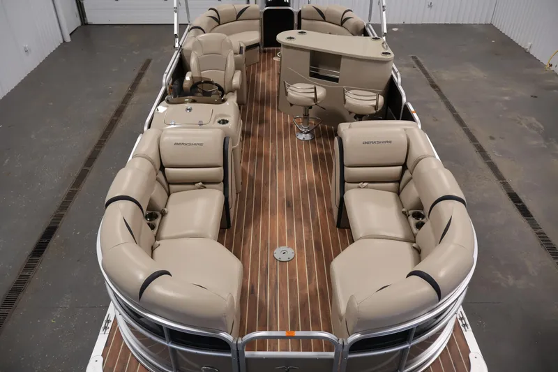 Slide: The Image of 2016 Berkshire 23E STS pontoon boat with spacious seating and elegant interior design. - 9