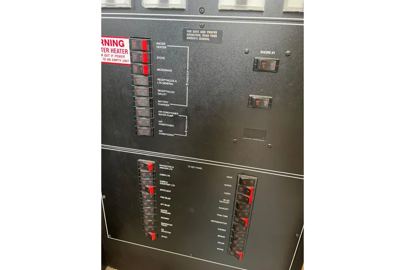 Slide: The Image of Electrical control panel on a 1995 Carver 355 Aft Cabin Motor Yacht. - 37