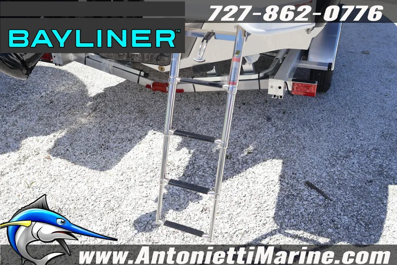 Slide: The Image of Bayliner D22 2026 boat ladder on gravel, featuring Antonietti Marine branding. - 11