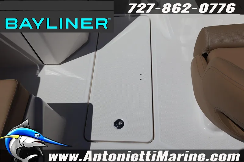 Slide: The Image of 2026 Bayliner D22 boat interior with seating and storage compartment. - 28