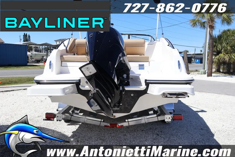 Slide: The Image of 2026 Bayliner D22 boat on trailer at Antonietti Marine dealership. - 3