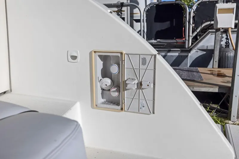 Slide: The Image of 2008 Cruisers Yachts 447 Sport Sedan water hookup panel on deck. - 53