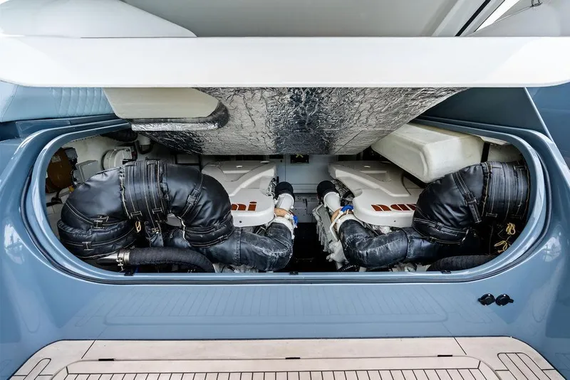 Slide: The Image of Engine compartment of 2024 Vanquish Yachts VQ55, showcasing advanced mechanical components. - 71