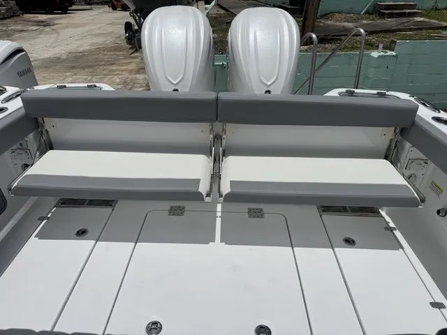 Slide: The Image of Rear seating of Everglades 315 Center Console boat, 2026 model. - 32