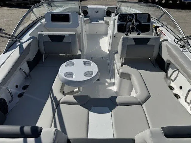 Slide: The Image of Interior of 2026 Hurricane SunDeck 2050 OB with gray seating. - 30