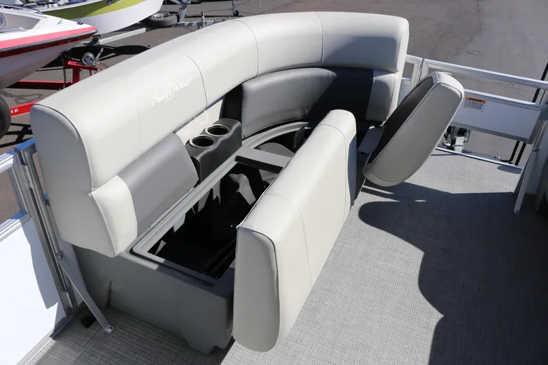 Slide: The Image of 2023 SunChaser Vista 20 Fish boat seating with storage and cup holders. - 28
