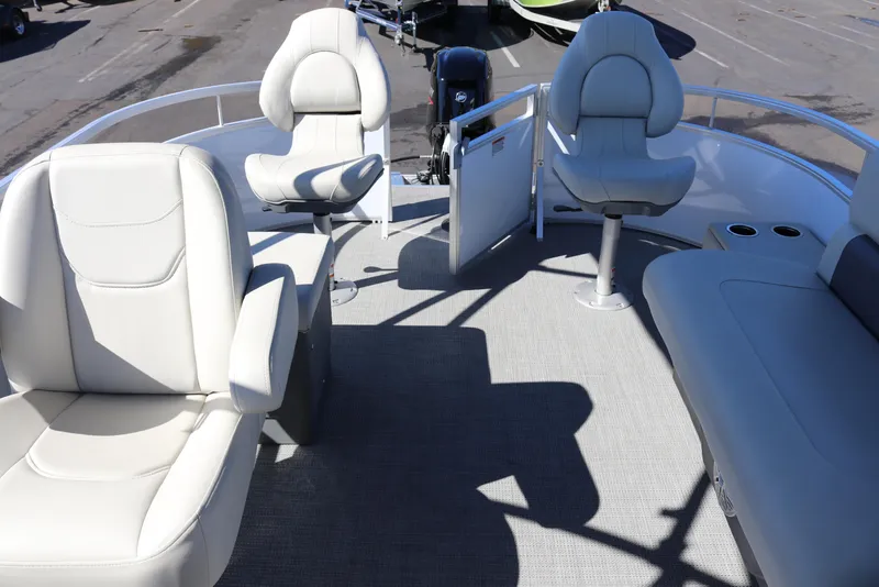 Slide: The Image of 2023 SunChaser Vista 20 Fish boat interior with comfortable seating and modern design. - 37