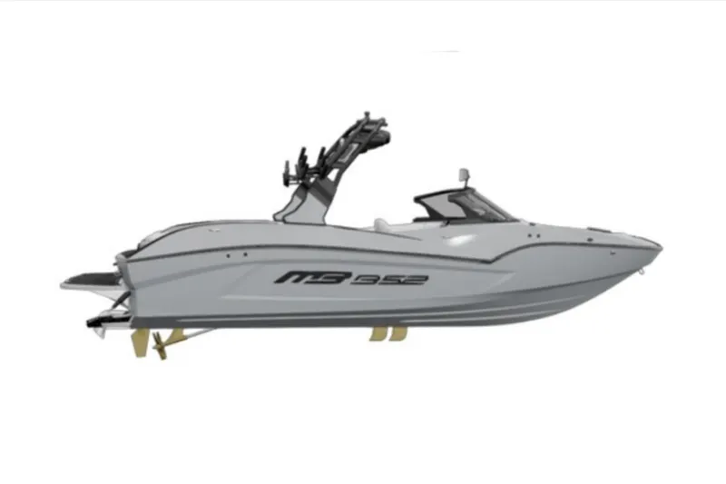 The Image of 2026 MB B52 23 Alpha boat, sleek design, side view, white hull, modern features. - 1