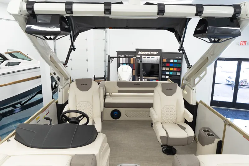 Slide: The Image of Luxurious interior of 2026 Alera M23Q boat with plush seating and modern design. - 4